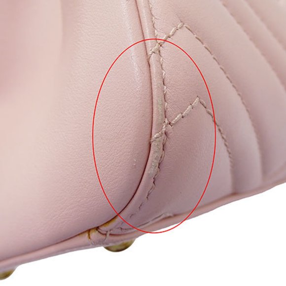 GUCCI Bag Women's Handbag Shoulder 2way Leather GG Marmont Pink 448054 Quilted - Picture 10 of 16